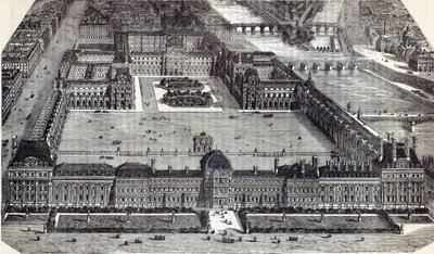 Modern view of the Tuileries and the Louvre, Paris by English School